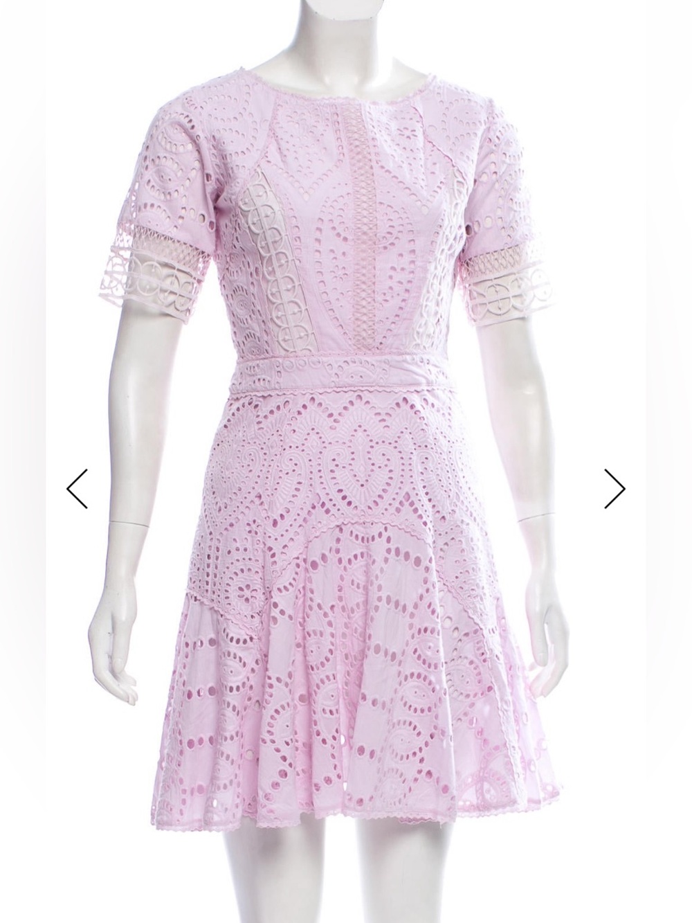 TryB Lace Eyelet Fit & Flare Dress - Pastel Pink XS